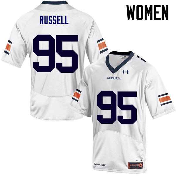 Auburn Tigers Women's Dontavius Russell #95 White Under Armour Stitched College NCAA Authentic Football Jersey TBS4574LT